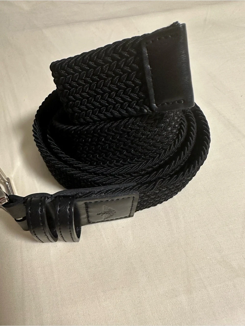 Dockers Black Braided Stretch Belt Silver Buckle Size L(38-40)